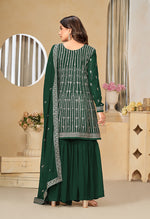 Thumbnail for Monjolika Fashion Embroidered Green Faux Georgette Trendy Salwar Kameez