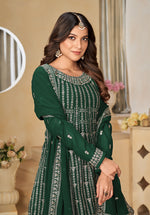 Thumbnail for Monjolika Fashion Embroidered Green Faux Georgette Trendy Salwar Kameez