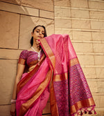 Thumbnail for Monjolika Fashion Pink Color Handloom Silk Patola Printed Saree With Blouse - Distacart