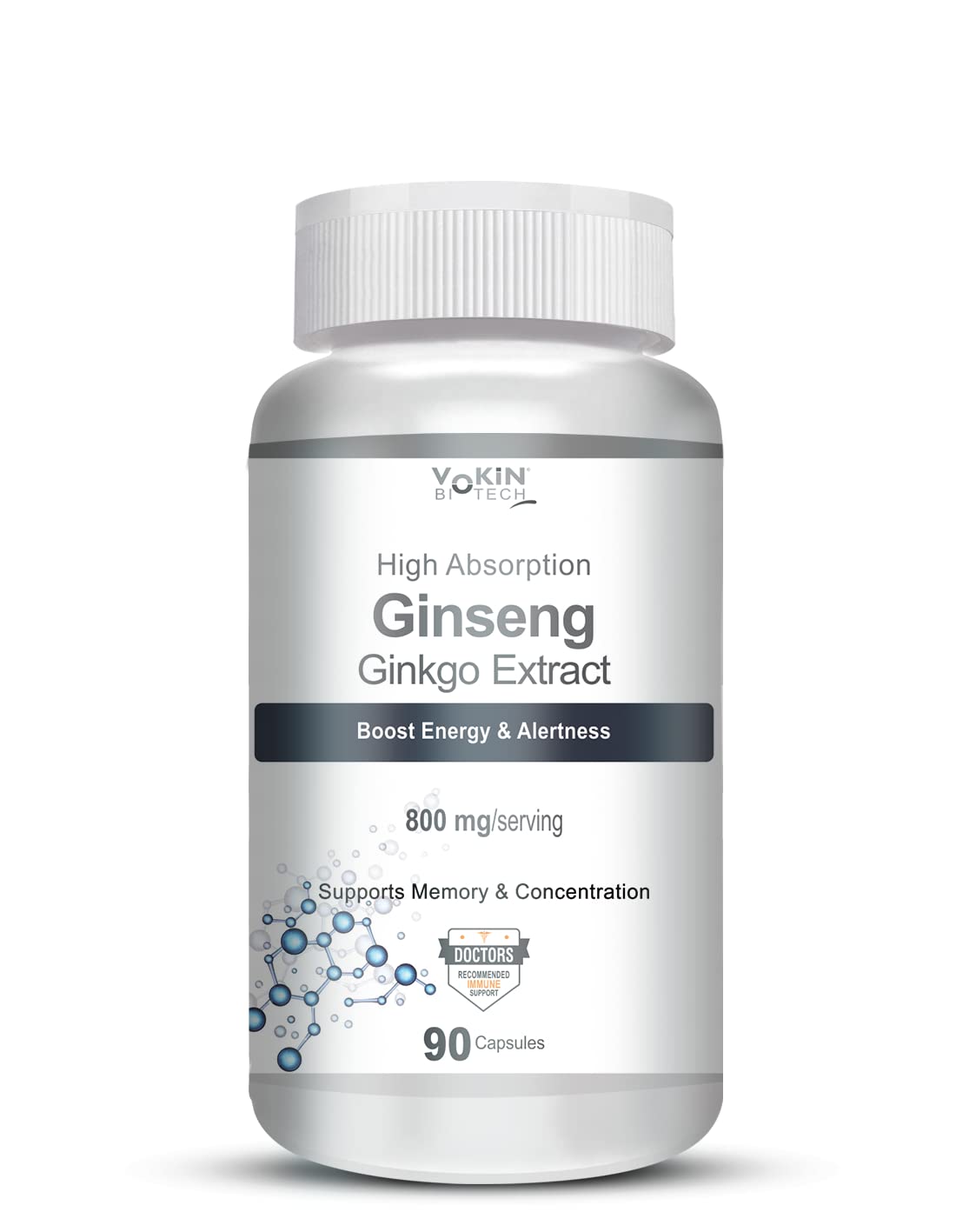 Vokin Biotech Ginseng Ginkgo Extract For Blood Circulation 90 Veg Capsules