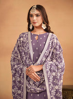 Thumbnail for Monjolika Fashion Faux Georgette Embroidered Trendy Salwar Suit In Lavender