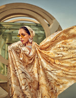Thumbnail for Monjolika Fashion Off White & Beige Digital Print Satin Trendy Saree