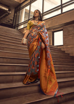 Thumbnail for Monjolika Fashion Black & Red Colour Organza Weaving Checks Saree With Blouse