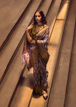 Thumbnail for Monjolika Fashion Black & Baby Pink Colour Organza Weaving Checks Saree With Blouse