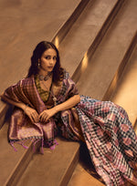 Thumbnail for Monjolika Fashion Black & Baby Pink Colour Organza Weaving Checks Saree With Blouse