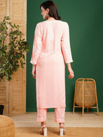 Thumbnail for ADA Ethnic Motifs Embroidered Chikankari Kurta with Trousers - Distacart