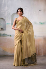 Thumbnail for Anaita Beige Handloom Tissue Silk Self Woven Plain Saree - Distacart