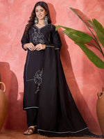 Thumbnail for Joban Fashion Black Silk Embroidery Readymade Kurta Set - Distacart