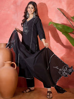 Thumbnail for Joban Fashion Black Silk Embroidery Readymade Kurta Set - Distacart