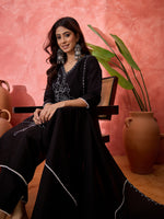 Thumbnail for Joban Fashion Black Silk Embroidery Readymade Kurta Set - Distacart