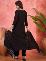 Thumbnail for Joban Fashion Black Silk Embroidery Readymade Kurta Set - Distacart