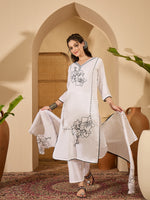 Thumbnail for Joban Fashion White Silk Embroidery Readymade Kurta Set - Distacart
