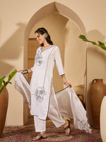 Thumbnail for Joban Fashion White Silk Embroidery Readymade Kurta Set - Distacart