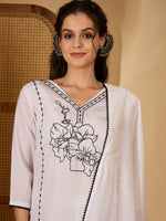 Thumbnail for Joban Fashion White Silk Embroidery Readymade Kurta Set - Distacart