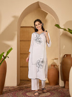 Thumbnail for Joban Fashion White Silk Embroidery Readymade Kurta Set - Distacart