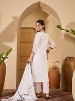 Thumbnail for Joban Fashion White Silk Embroidery Readymade Kurta Set - Distacart