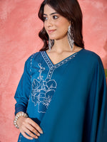 Thumbnail for Joban Fashion Teal Silk Embroidery Readymade Kurta Set - Distacart