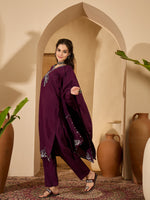 Thumbnail for Joban Fashion Purple Silk Embroidery Readymade Kurta Set - Distacart