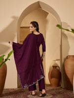 Thumbnail for Joban Fashion Purple Silk Embroidery Readymade Kurta Set - Distacart