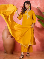 Thumbnail for Joban Fashion Yellow Silk Embroidery Readymade Kurta Set - Distacart