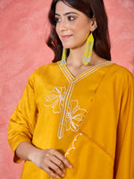 Thumbnail for Joban Fashion Yellow Silk Embroidery Readymade Kurta Set - Distacart