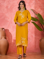 Thumbnail for Joban Fashion Yellow Silk Embroidery Readymade Kurta Set - Distacart
