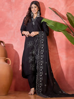 Thumbnail for Joban Fashion Black Silk Embroidery Readymade Kurta Set - Distacart
