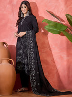 Thumbnail for Joban Fashion Black Silk Embroidery Readymade Kurta Set - Distacart