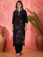 Thumbnail for Joban Fashion Black Silk Embroidery Readymade Kurta Set - Distacart