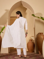 Thumbnail for Joban Fashion White Silk Embroidery Readymade Kurta Set - Distacart