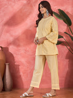 Thumbnail for Joban Fashion Cream Cotton Embroidery Readymade Kurta Set - Distacart