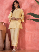 Thumbnail for Joban Fashion Cream Cotton Embroidery Readymade Kurta Set - Distacart