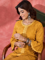 Thumbnail for Joban Fashion Mustard Cotton Embroidery Readymade Kurta Set - Distacart