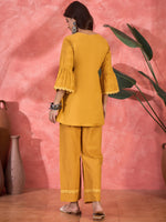 Thumbnail for Joban Fashion Mustard Cotton Embroidery Readymade Kurta Set - Distacart