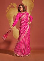 Thumbnail for Monjolika Fashion Magenta Color Viscose Handloom Silk Weaving Saree With Blouse