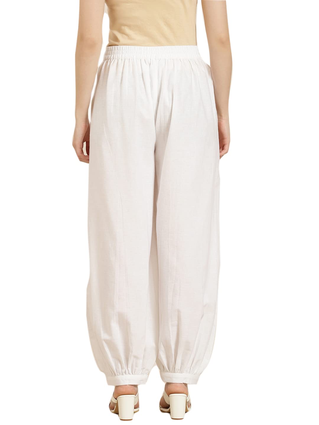 Juniper Women's White Solid Cotton Flex Dhoti Style Pants - Distacart