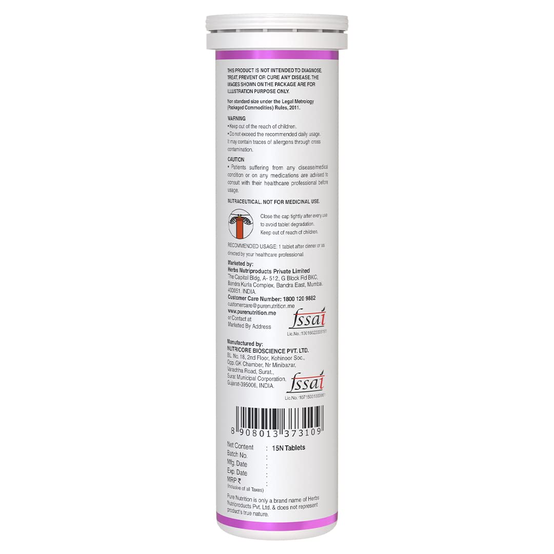 Pure Nutrition Glutathione 500mg with Vitamin C & Saffron Effervescent Tablets - Distacart