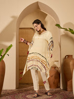 Thumbnail for Joban Fashion Cream Silk Printed Readymade Kurta Set - Distacart