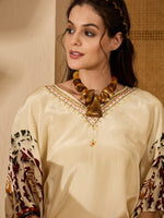 Thumbnail for Joban Fashion Cream Silk Printed Readymade Kurta Set - Distacart