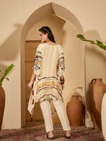 Thumbnail for Joban Fashion Cream Silk Printed Readymade Kurta Set - Distacart