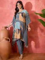 Thumbnail for Joban Fashion Grey Silk Printed Readymade Kurta Set - Distacart