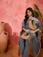 Thumbnail for Joban Fashion Grey Silk Printed Readymade Kurta Set - Distacart