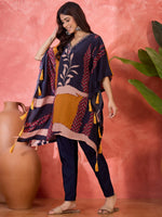 Thumbnail for Joban Fashion Navy Blue Silk Printed Readymade Kurta Set - Distacart