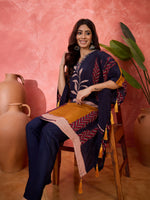 Thumbnail for Joban Fashion Navy Blue Silk Printed Readymade Kurta Set - Distacart