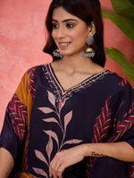 Thumbnail for Joban Fashion Navy Blue Silk Printed Readymade Kurta Set - Distacart
