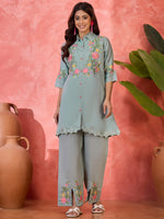 Thumbnail for Joban Fashion Grey Silk Embroidered Readymade Kurta Set - Distacart