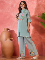 Thumbnail for Joban Fashion Grey Silk Embroidered Readymade Kurta Set - Distacart