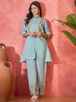 Thumbnail for Joban Fashion Grey Silk Embroidered Readymade Kurta Set - Distacart