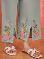 Thumbnail for Joban Fashion Grey Silk Embroidered Readymade Kurta Set - Distacart