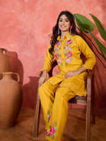Thumbnail for Joban Fashion Mustard Silk Embroidered Readymade Kurta Set - Distacart
